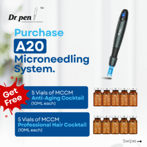 Dr. Pen® A20 Microneedling System With Free Pack of 5 Vials of Prof Hair Mesococktail and Pack of 5 Vials of Prof Antiaging Cocktail - Aesthetics...